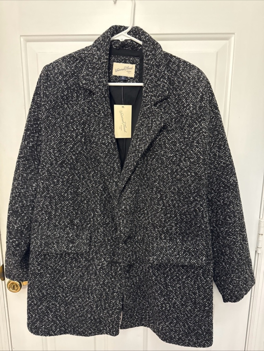 Universal Thread Black & White Tweed Pea Coat